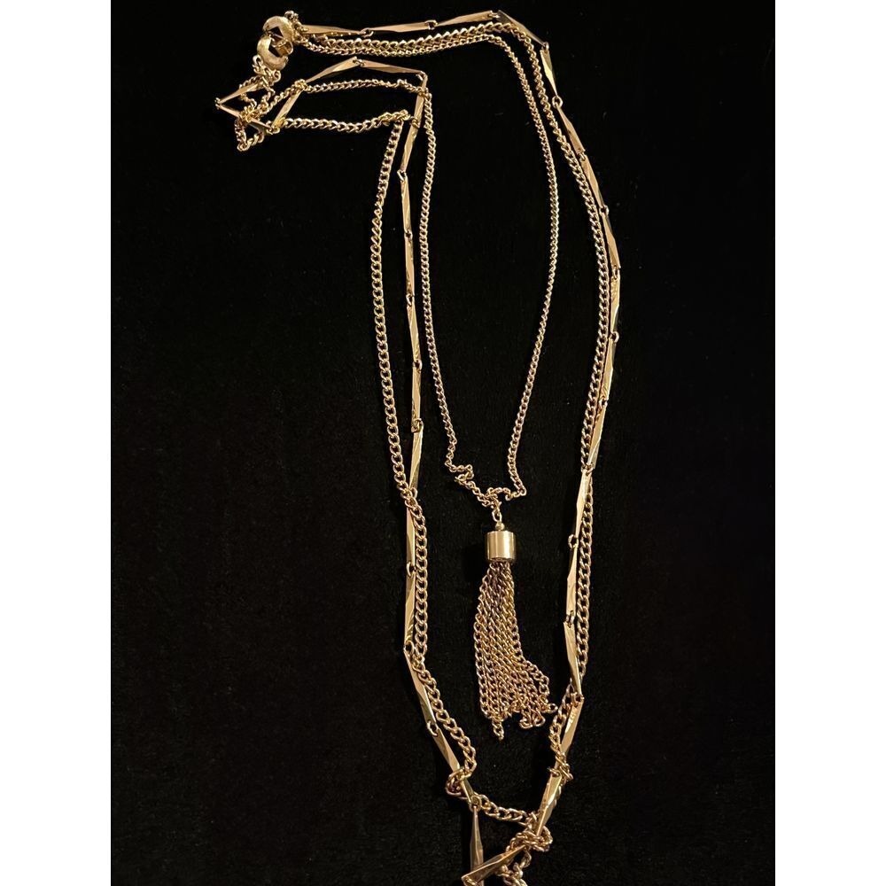 Gold tone Multi Strand vintage necklace